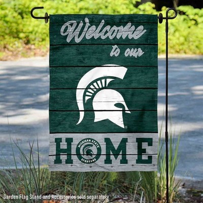 Michigan State Spartans Welcome To Our Home Garden Flag and Yard Banner