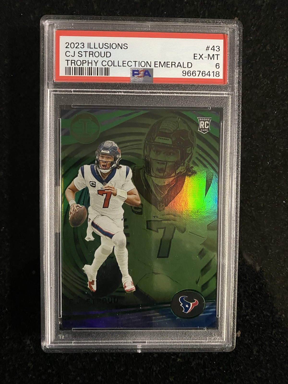 2023 PANINI ILLUSIONS CJ STROUD TROPHY COLLECTION EMERALD #43 ROOKIE PSA 6 EX-MT