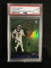 2023 PANINI ILLUSIONS CJ STROUD TROPHY COLLECTION EMERALD #43 ROOKIE PSA 7 EX-MT