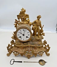 Antique French Clock Mantel Clock Old French Table Clock. (3066)