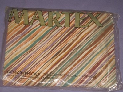 NOS VINTAGE MARTEX ROBERT BURGER''STREAMERS'' Twin  Fitted Sheet
