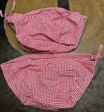 POTTERY BARN KIDS SABRINA GINGHAM RED BASKET LINER 9.5 X 9.5 X 9H SQUARE SET 2