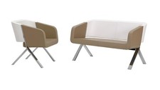 Sofas Design Textil Modern Sofa 2 Sitzer Beige Hochwertig Sessel Polster