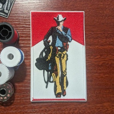 Cowboy Western Country Rancher Rodeo Pop Art Embroidered Iron On Patch 4.25x2.75