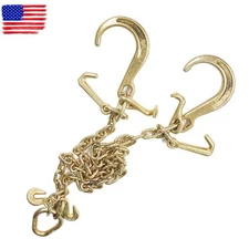 Tow Chain G70 5/16 "×3Ft V-Chain +8" w/Grab Hooks Medium J Hooks T- Hook