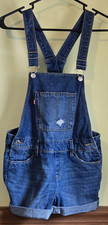 Levis Shortalls Overalls Girls Size 10 REGULAR Blue Rolled Distressed