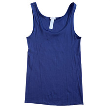 Hanro Cotton Seamless Tank Top blue horizion size L large scoop neck Switzerland