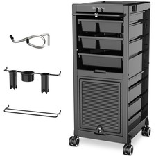 Professional Salon Trolley Cart, 6 Drawers with Dividers, Lockable Storage