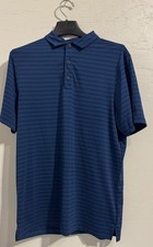 Champion Men's Striped Navy Blue Polo Shirt Lightweight Short Sleeve M