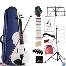 Aileen 4/4 Full Size White Violin Starter Kit for Adults & Beginners, Ages 12+!