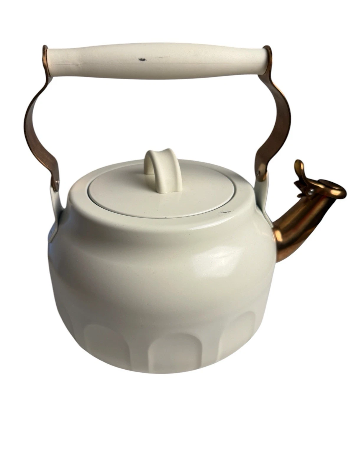 New Hearth & Hand with Magnolia Cream Teapot with Copper Accents 2QT pre- love