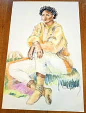 Soft Pastel Portrait Drawing African American Woman – Original Art Sketch Panlis