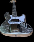 Boutique Silver Leaf Electric Bass Guitar – Beautiful New 4 String TL-style Bass