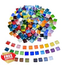 1100pcs Mixed Glass Mosaic Tiles, 2.2lbs Crystal Stained Glass Crafts