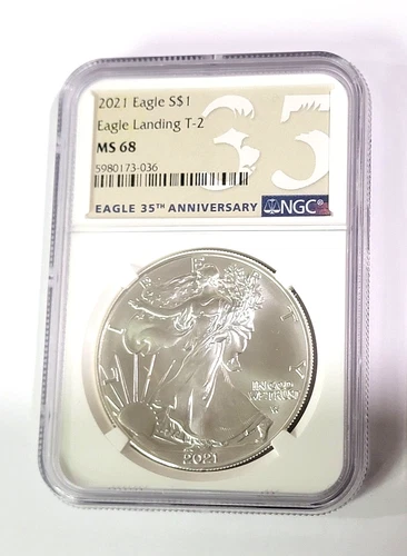 2021 Silver Eagle S $1 - Eagle Landing T-2 - NGC MS 68 - ****8 COIN LOT****