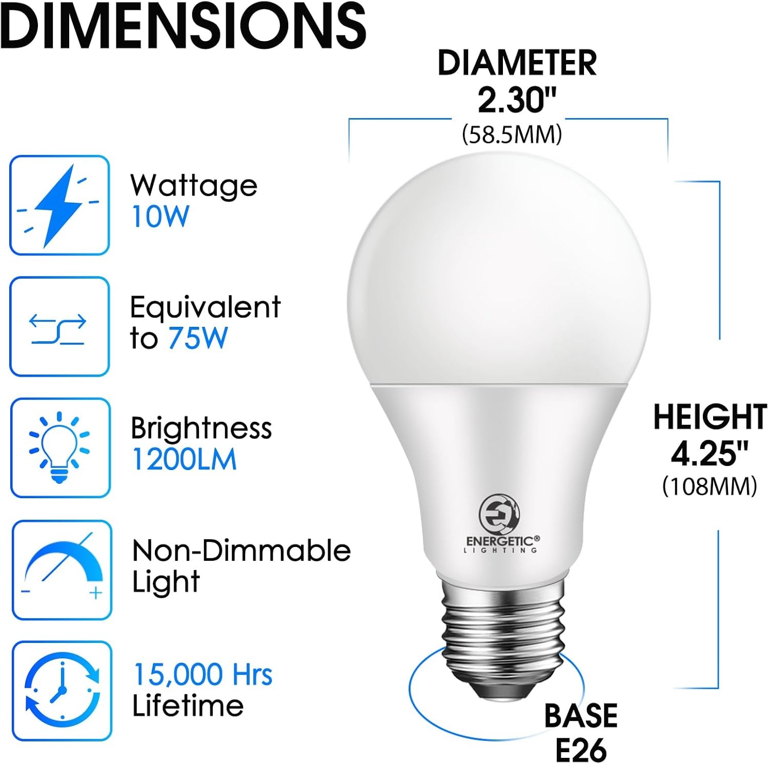 1200lm Cool White 4000k Non-dimmable A19