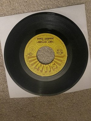 Johnny Cash 1969 Vintage 45 RPM Vinyl Record ''Get Rhythm/Hey Porter'' Sun Records