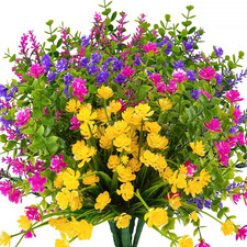 12 Bundles Outdoor Artificial Fake Flowers UV Resistant No Fade Boxwood Faux Pla