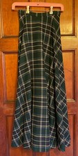 Vintage Addenda Tartan Green A-line High Waisted Wool Skirt 22.5" Waist
