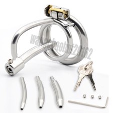 Men Stainless Steel Male Chastity Cage With Urethra sounds Lock Shackle Device