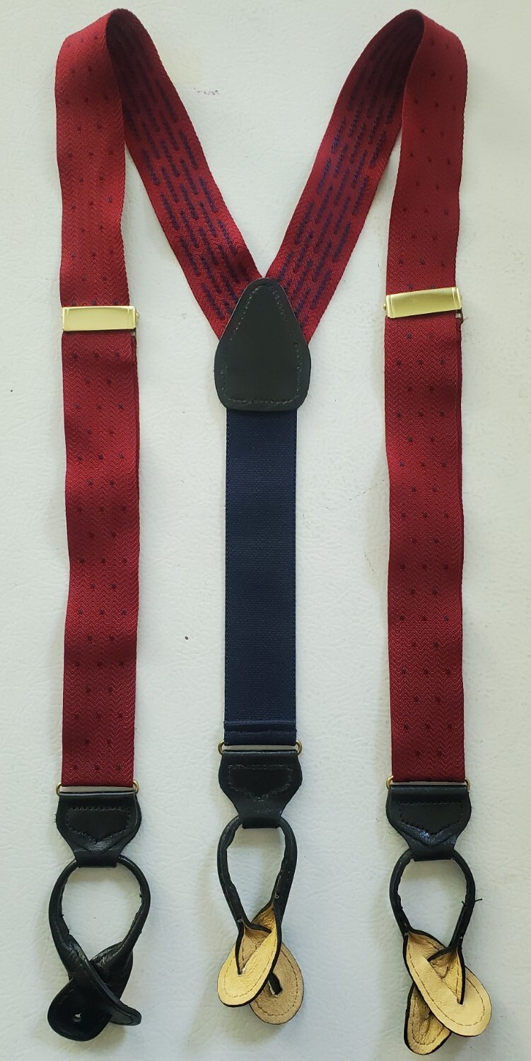 Red Elastic Adjustable Men Solid Brass Braces Sus… - image 1