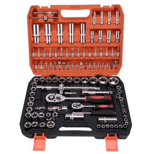 108Pcs 1/2" & 1/4" Drive Socket Ratchet Wrench Tool Set for Car Repair With Case - Picture 2 of 12