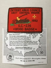 1982 Detroit Area Council Wood Badge Course EC226 w/ paper BSA Patch
