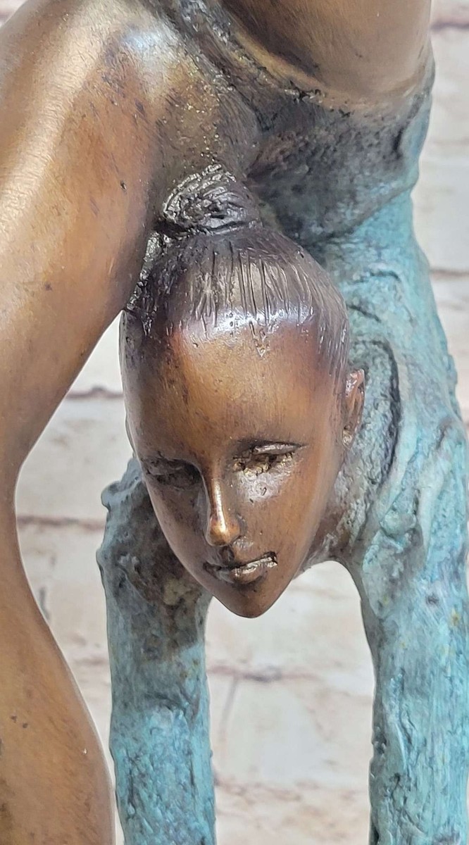Gymnast Gymnastics Bronze Marble Statue Bookend Athlete