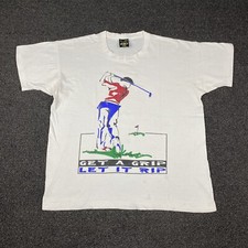 Get A Grip Let It Rip T Shirt Size XL White Made In USA TSI Golf Vintage