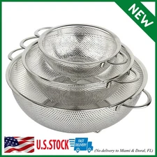 3-Piece Stainless Steel Mesh Micro-Perforated Strainer Colander Set (1-Quart, 2.