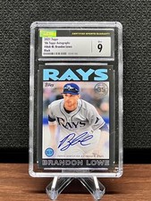 BRANDON LOWE 2021 Topps Series 1  1986 Black Parallel #/199 CSG 9 Auto 10 Pop 2!
