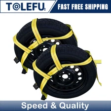 Tow Dolly Tire Straps For 14"-22" Straps Tire Flat Hooks Car Towing Heavy Duty