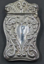 Antique Vintage Sterling Silver Match Safe Nouveau Mythological Dragons C2-50