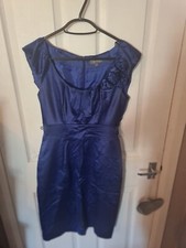 Dark royal blue navy fitted floral formal evening dress Worn Once size 8