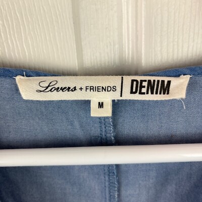 Women's Lovers + Friends Denim Raw Hem Lace Up Dress Tencel Blue Medium M |  eBay
