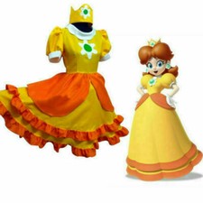 Super Mario Princess Daisy Costume Cosplay Dress Hat