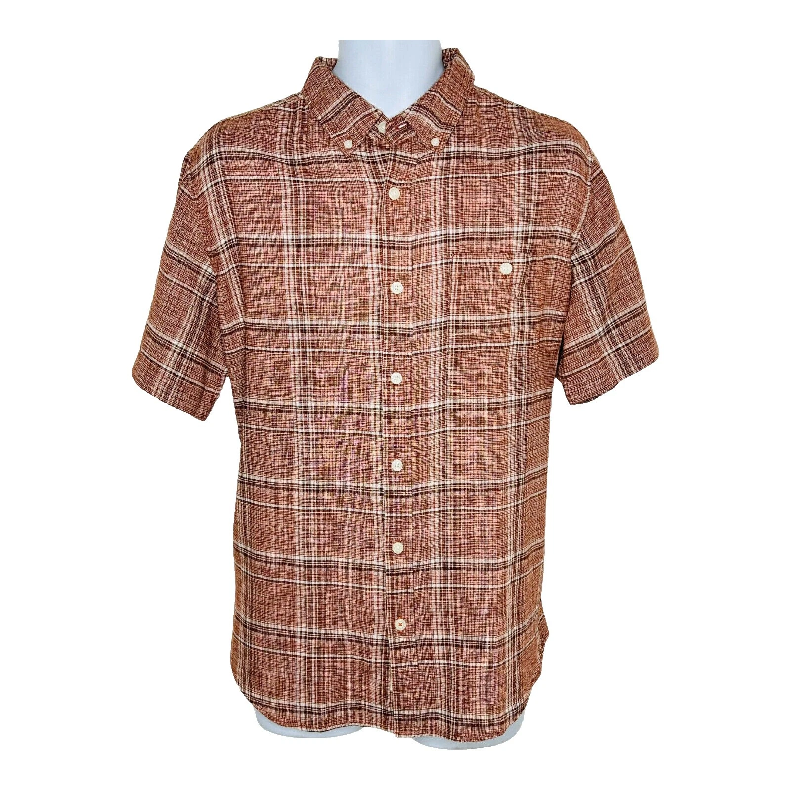 Weatherproof Short Sleeve Solid Casual Button-Down Shirts for Men