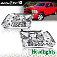 Fit For 09-12 Ram 1500 - 3500 Chrome Housing Clear Corner Headlight Head Lamp