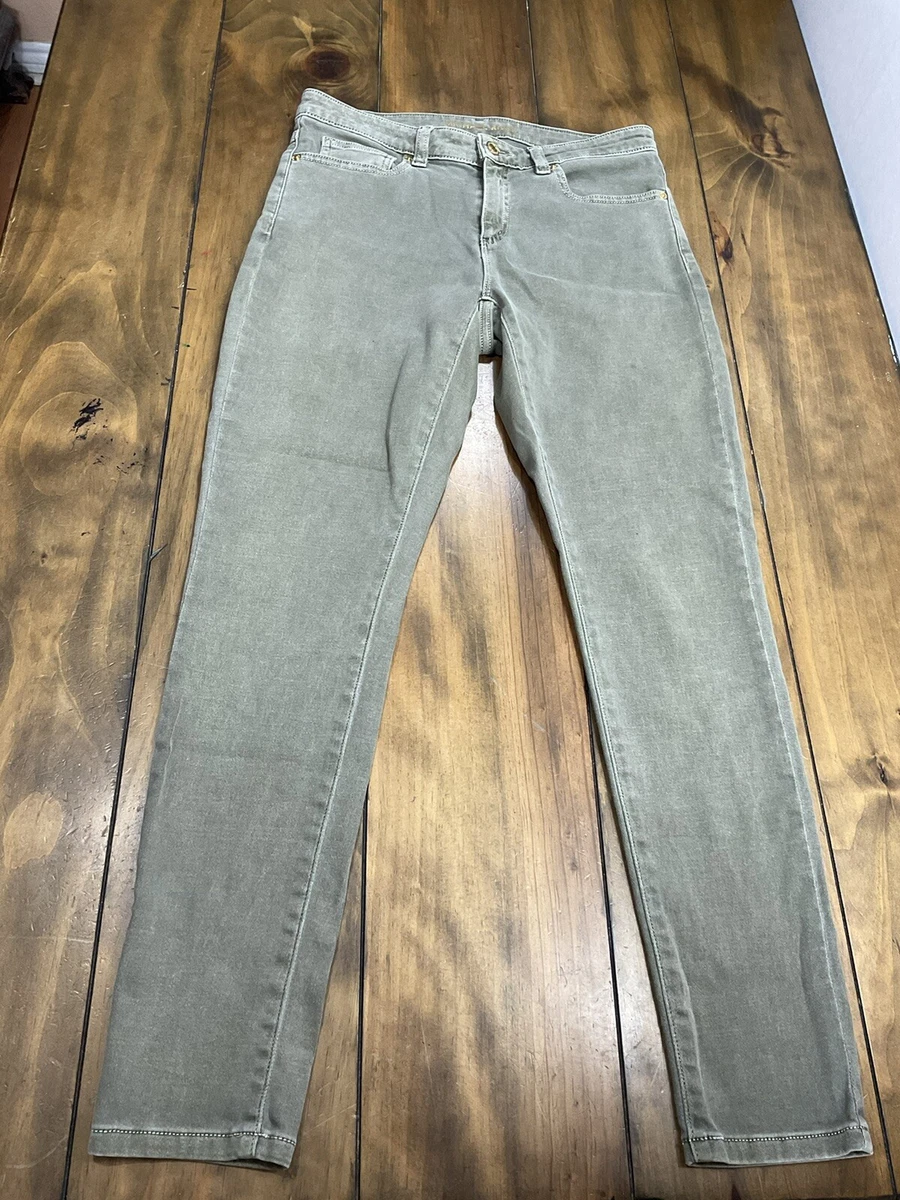 Michael Kors Izzy Skinny Womens Sz 6 Ankle Jeans Mid Rise Ivy Green Cotton Pants
