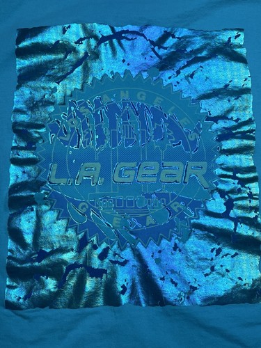 Camiseta Para Hombre L.A. LA Gear Vintage XL Turquesa Azulada Aqua Años 80 Años 90 EE. UU. *Defectos* - Imagen 2 de 20
