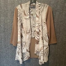 NEW Chicos Travelers Cardigan Womens 0 Small Zebra Slinky Knit Open Semi Sheer