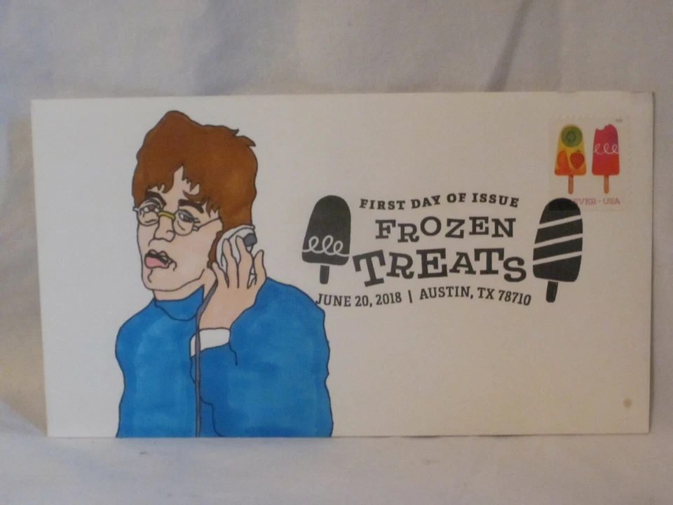 John Lennon Beatles 1/1 Frozen Treats renderizado à mão 2018 primeiro dia FDC - Imagem 2 de 2