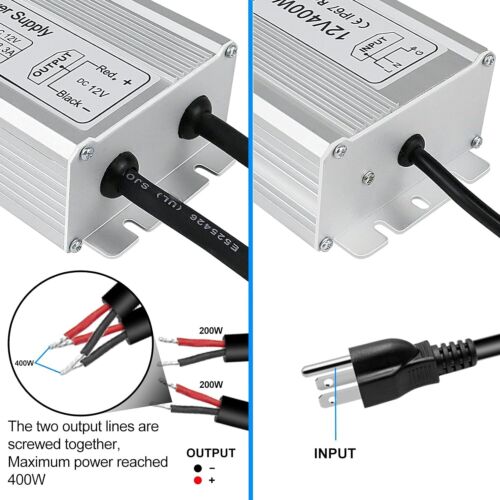 12V 30W-400W LED Power Supply IP67 Waterproof Outdoor Driver Transformer Adapter - Picture 2 of 30