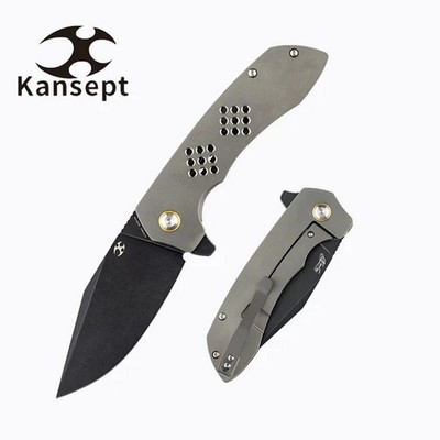 Kansept Knives Entity Folding Knife 8.11'' Steel Blade Titanium Handle - K1036B2