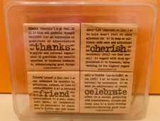 STAMPIN UP RUBBER STAMPS  LEXICON OF LOVE  THANKS CHERISH FRIEND CELEBRATE SET 4