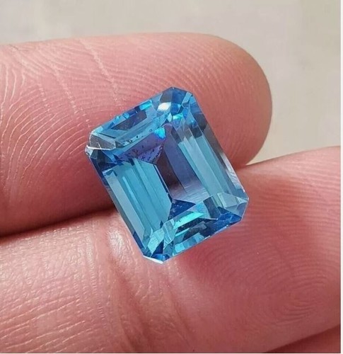 Natural Santa Maria Aquamarine 10.30 Ct Certified Emerald Cut Loose Gemstone - Picture 5 of 5