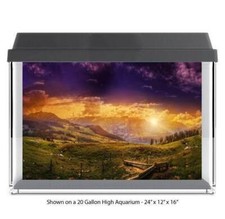 Mountain Sun Set Polyester Fish Tank Glass Back Drop Aquarium Background New