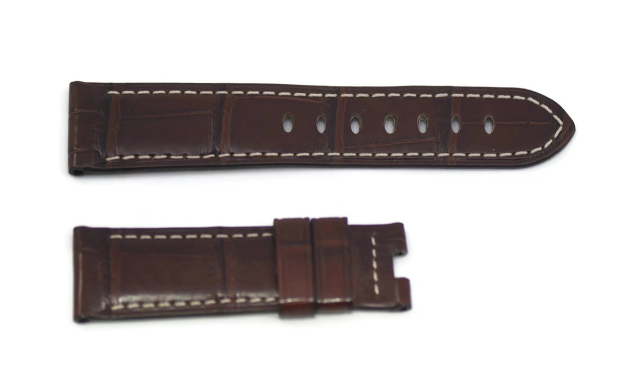Bracelet De Montre 22 Mm Pour Panerai (Panarei) - Cuir Véritable Noir + Anses - Neuf Sans étiquette