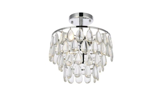Crystal Tear Drop Flush Mount Ceiling 3 Light Chrome Bathroom Bedroom Lighting - Picture 5 of 9