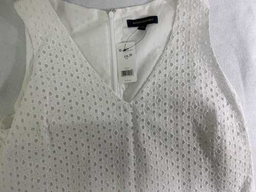 NWT Banana Republic Cotton White Eyelet Dress - Size 14 - Picture 2 of 5
